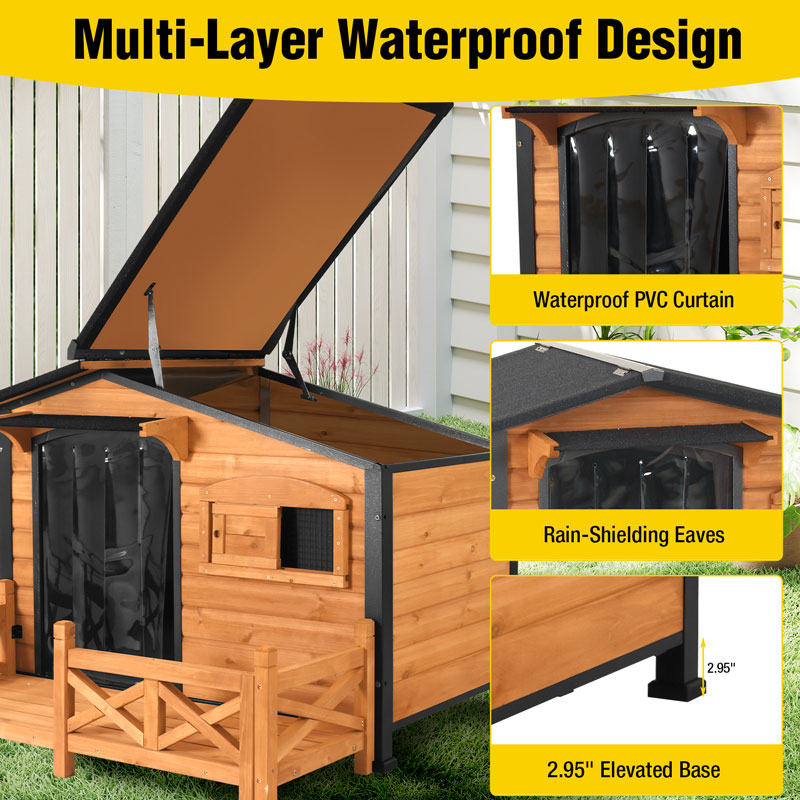 Aivituvin-AIR7024/7024-B 44.6"L Large Outdoor Dog Shelter | Metal Frame