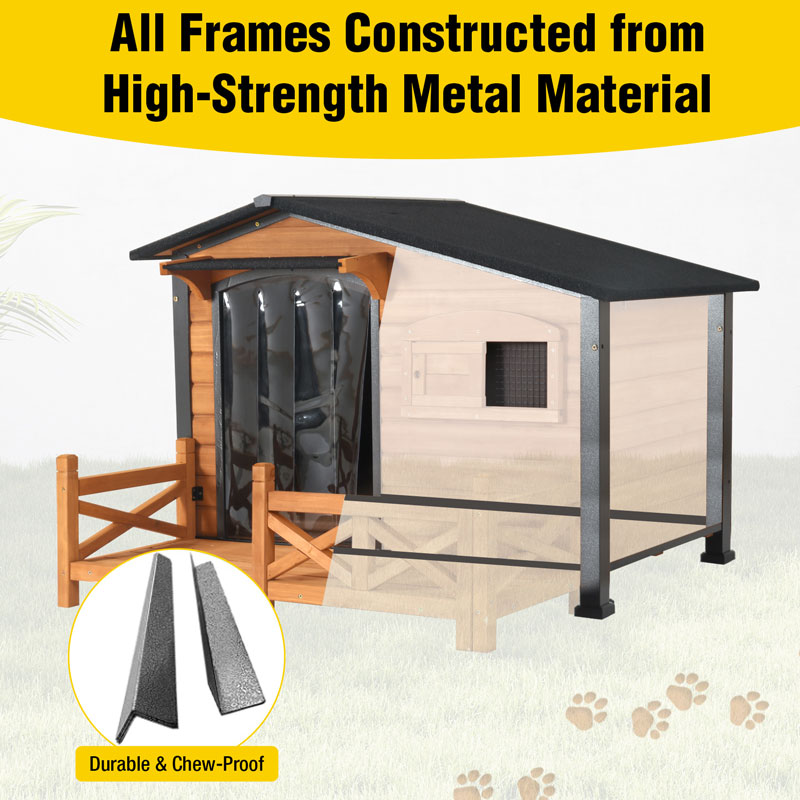 Aivituvin-AIR7024/7024-B 44.6"L Large Outdoor Dog Shelter | Metal Frame