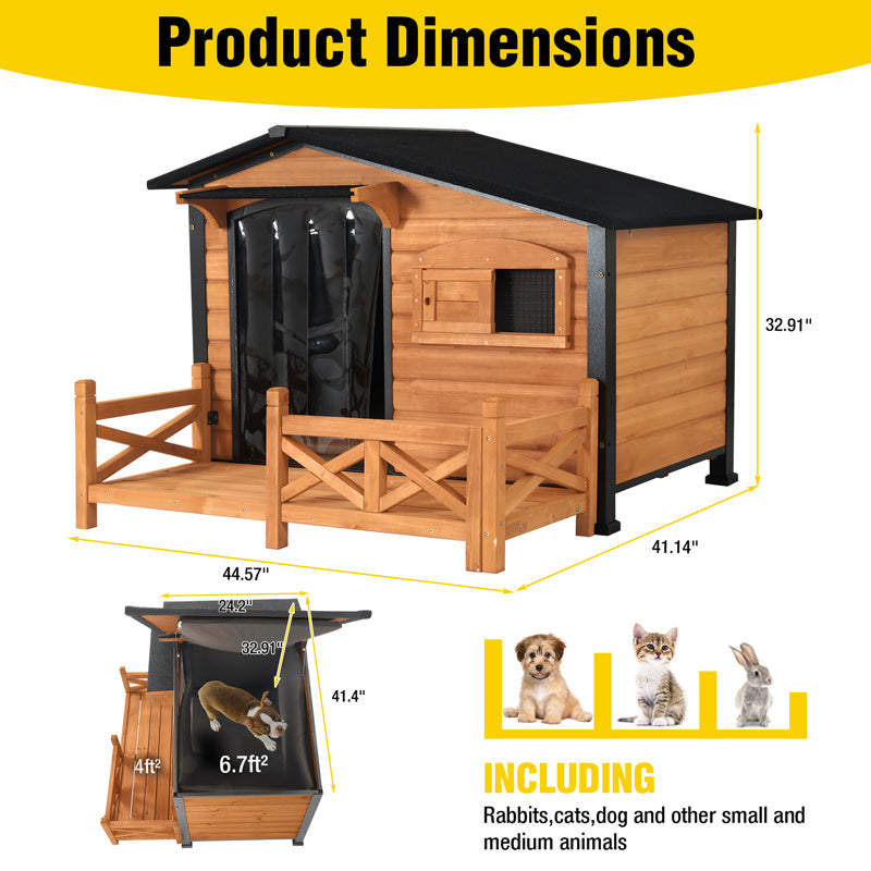 Aivituvin-AIR7024/7024-B 44.6"L Large Outdoor Dog Shelter | Metal Frame