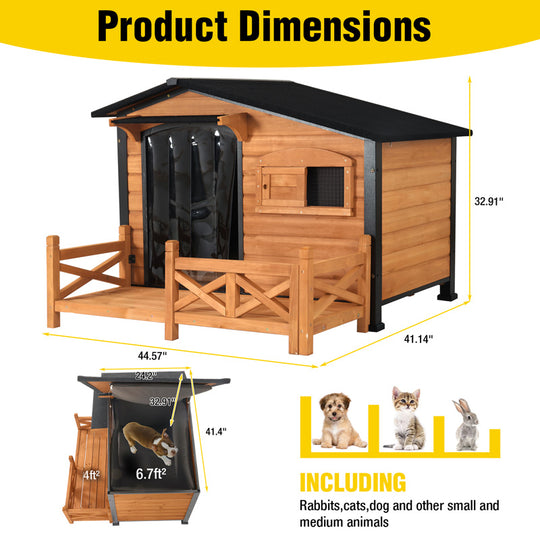 Aivituvin-AIR7024/7024-B 44.6"L Large Outdoor Dog Shelter | Metal Frame