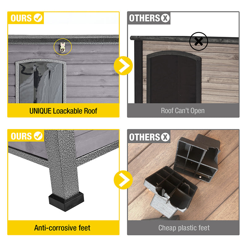 Morgete Wooden Dog House Anti-chewing Kennels for Outdoor & Indoor, Off-White Large