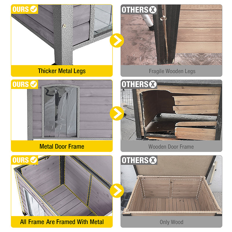 Morgete Wooden Dog House Anti-chewing Kennels for Outdoor & Indoor, Off-White Large