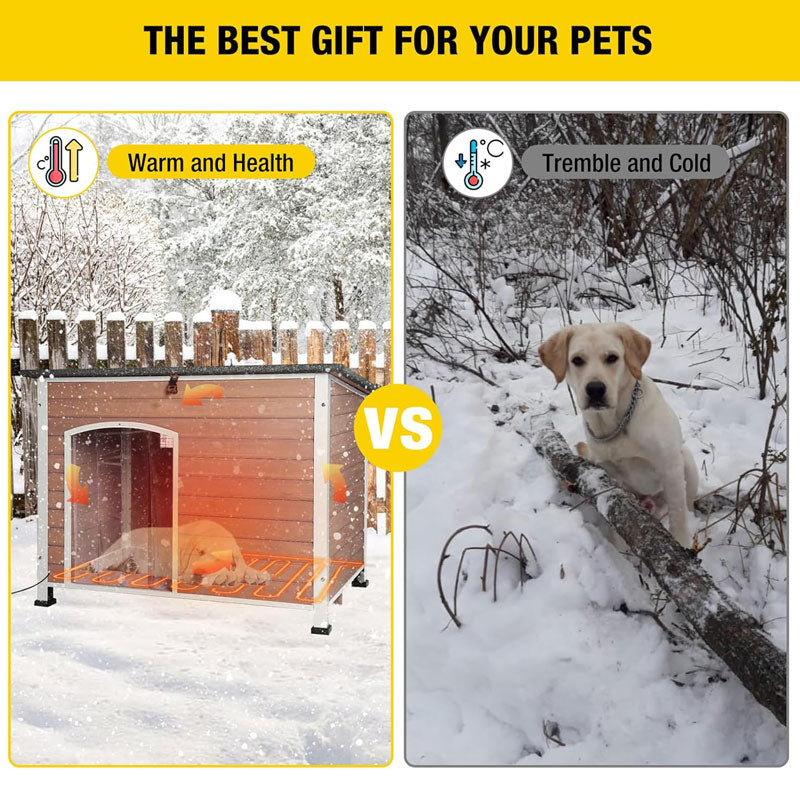 Aivituvin-AIR76-M-IN-HP 43.3"L Heated Outdoor Dog House| Heating Pad| Metal Frame