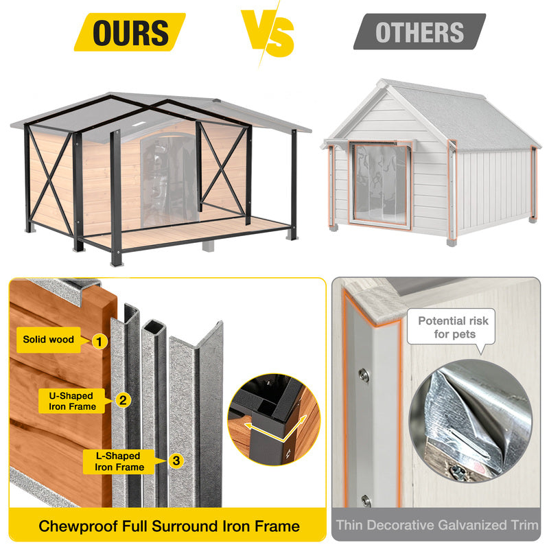 Aivituvin Waterproof Dog House AIR88/89, 40.5"L/41.6"L/55"L, Anti-Chewing Metal Frame