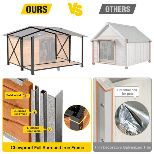 Aivituvin Waterproof Dog House AIR88/89, 40.5"L/41.6"L/55"L, Anti-Chewing Metal Frame