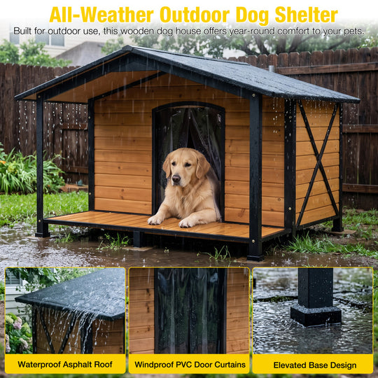 Aivituvin Waterproof Dog House AIR88/89, 40.5"L/41.6"L/55"L, Anti-Chewing Metal Frame