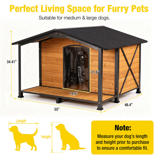 Aivituvin Heated Waterproof Dog House AIR88/89-IN-HP, 40.5"L/41.6"L/55"L Dog Shelter, Heating Pad, Strong Metal Frame