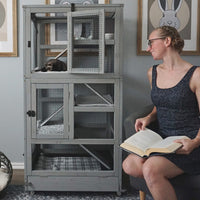 Aivituvin-AIR38-1 5 Levels Wooden Chinchilla Ferret Cage | Chew-Resistant Habitat