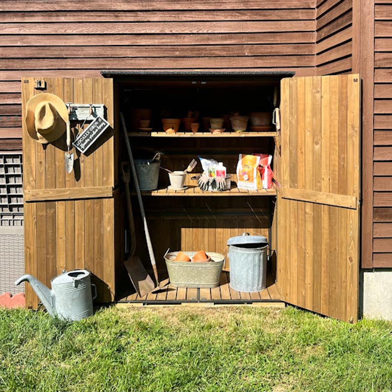 Aivituvin-AIR98 AIR99 Wooden Garden Shed with Metal Frame | Adjustable Shelf for Outdoor Storage