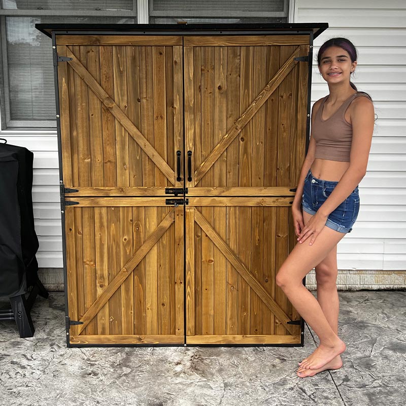 Aivituvin AIR98 AIR99 Wooden Garden Shed with Metal Frame - Thumbnail 5