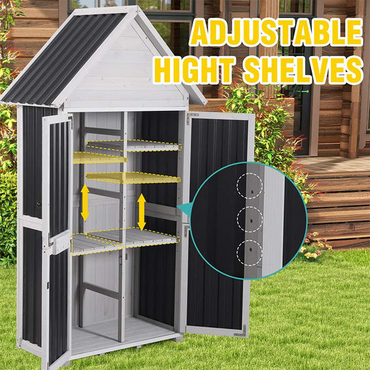 Aivituvin Plastic Garden Shed AIR7004-P, Garden Storage with Metal Frame