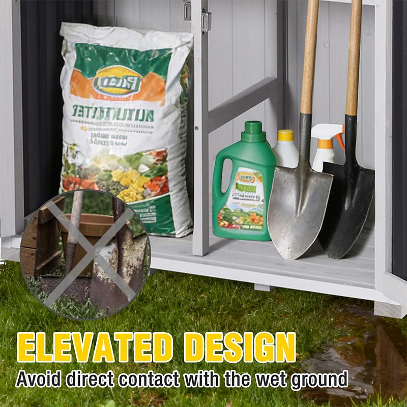 Aivituvin Plastic Garden Shed AIR7004-P, Garden Storage with Metal Frame