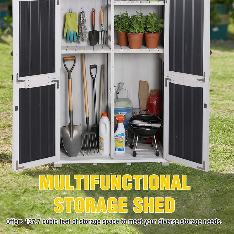 Aivituvin Plastic Garden Shed AIR7004-P, Garden Storage with Metal Frame