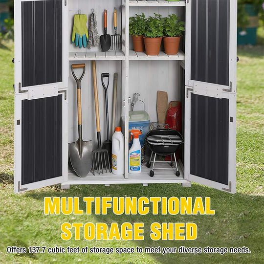 Aivituvin Plastic Garden Shed AIR7004-P, Garden Storage with Metal Frame