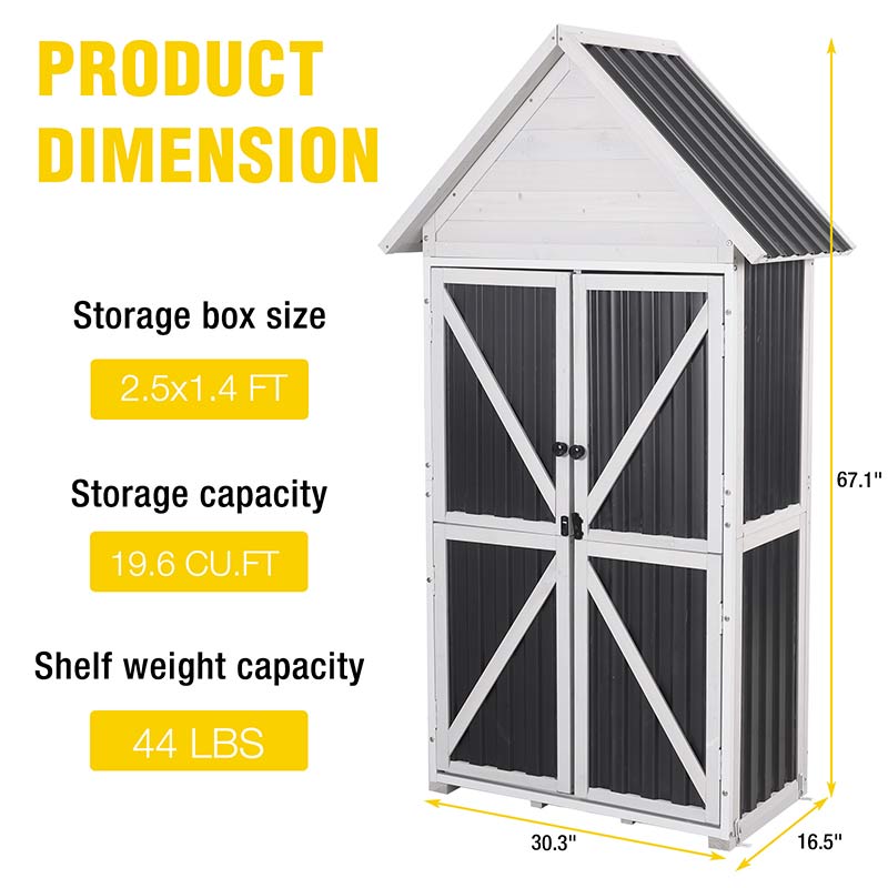 Aivituvin Plastic Garden Shed AIR7004-P, Garden Storage with Metal Frame