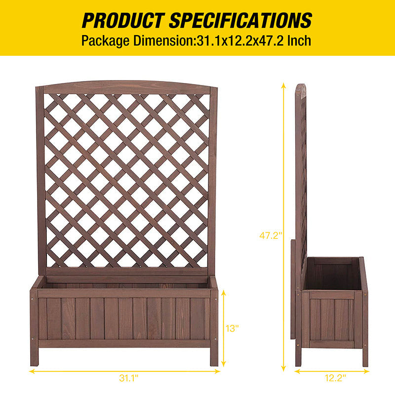 Morgete Raised Garden Bed with Legs Trellis Wooden Planter Box - Thumbnail 4