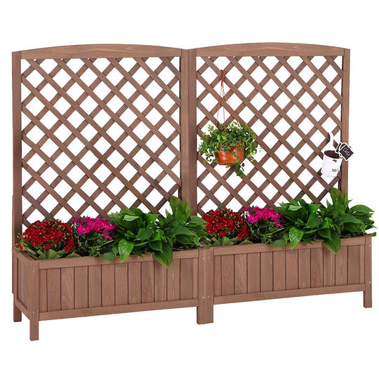 Morgete Raised Garden Bed with Legs Trellis Wooden Planter Box Outdoor for Gardening