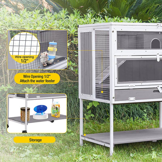 Morgete Hamster Cage Anti-chewing Frame Wooden Rat House Indoor Outdoor Use Small Critter Habitat