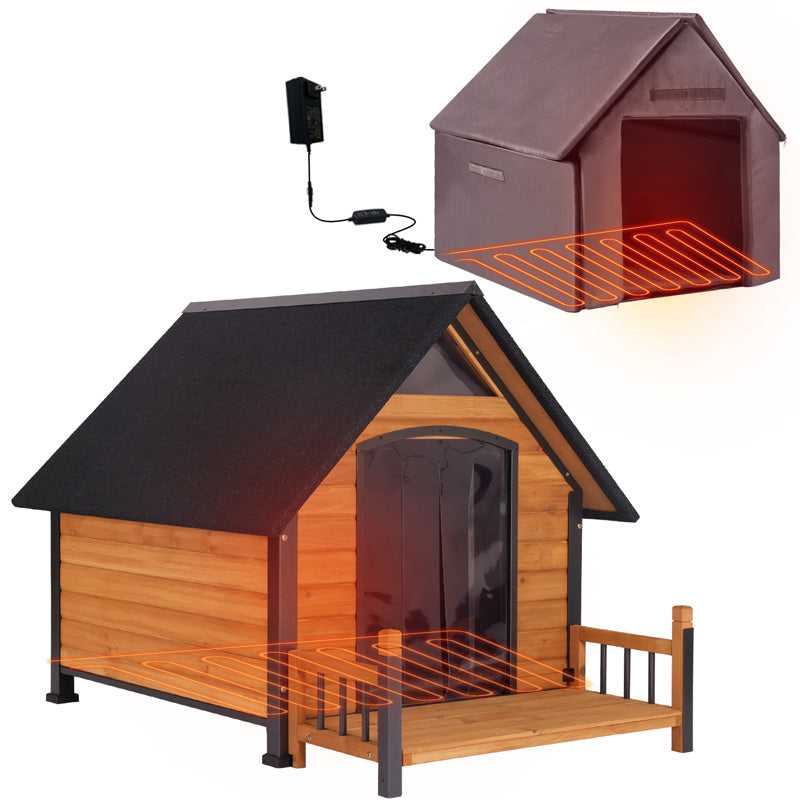 Large Heated Dog House with Heating Pad, Insulation & Iron Frame ...