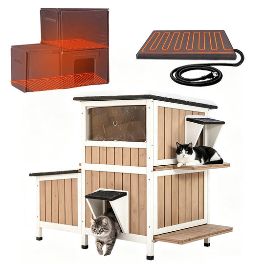 Aivituvin Heated Feral Cat Shelter AIR7033-IN-HP, Winter Cat Cabin with Insulation Liner