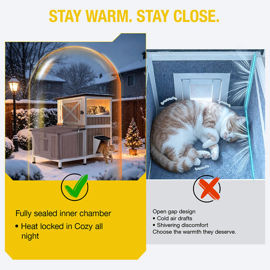 Aivituvin Heated Feral Cat Shelter AIR7033-IN-HP, Winter Cat Cabin with Insulation Liner