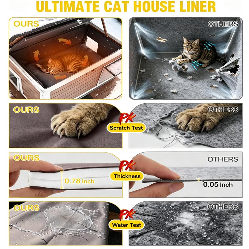 Aivituvin Wooden Heated Cat House AIR91-IN-HP with Removable Heating Pad