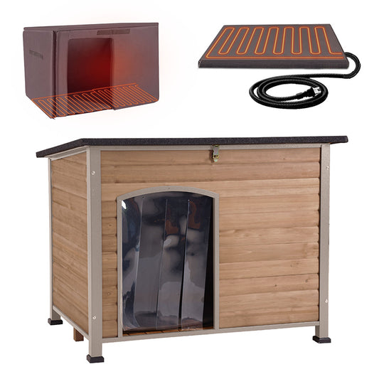 Aivituvin Heated Outdoor Dog House AIR73/74/75/76-IN-HP, 33.5"L/43.3"L Metal Frame, Removable Liner and Heating Pad