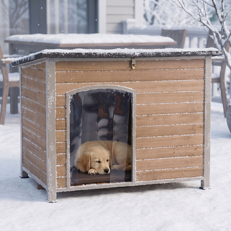Aivituvin Heated Outdoor Dog House AIR73/74/75/76-IN-HP, 33.5"L/43.3"L Metal Frame, Removable Liner and Heating Pad