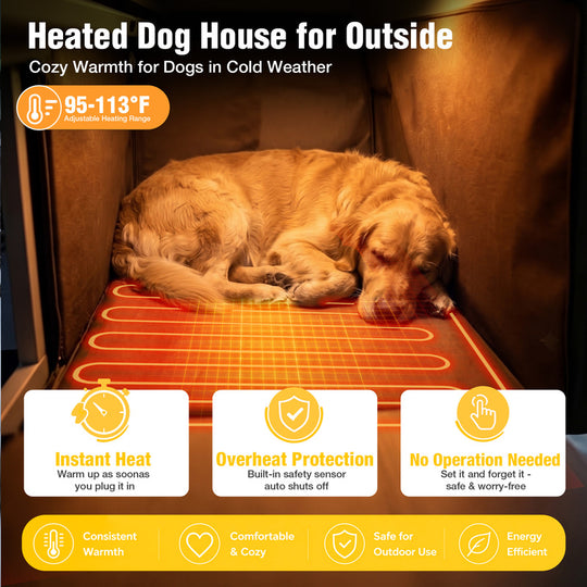 Aivituvin Heated Waterproof Dog House AIR88/89-IN-HP, 40.5"L/41.6"L/55"L Dog Shelter, Heating Pad, Strong Metal Frame