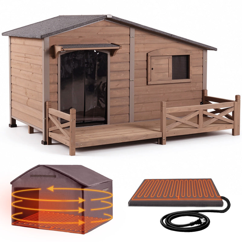 Aivituvin Outdoor Heated Dog House AIR7024-IN-HP, 44.6"L/60.4"L Metal Frame Large Dog House