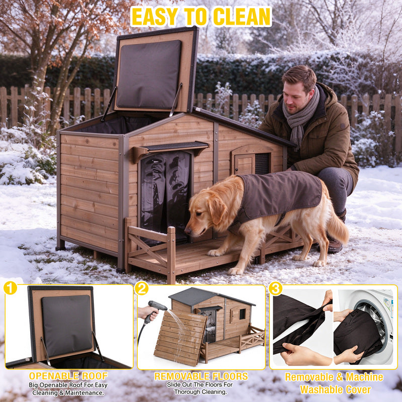 Aivituvin Outdoor Heated Dog House AIR7024-IN-HP, 44.6"L/60.4"L Metal Frame Large Dog House