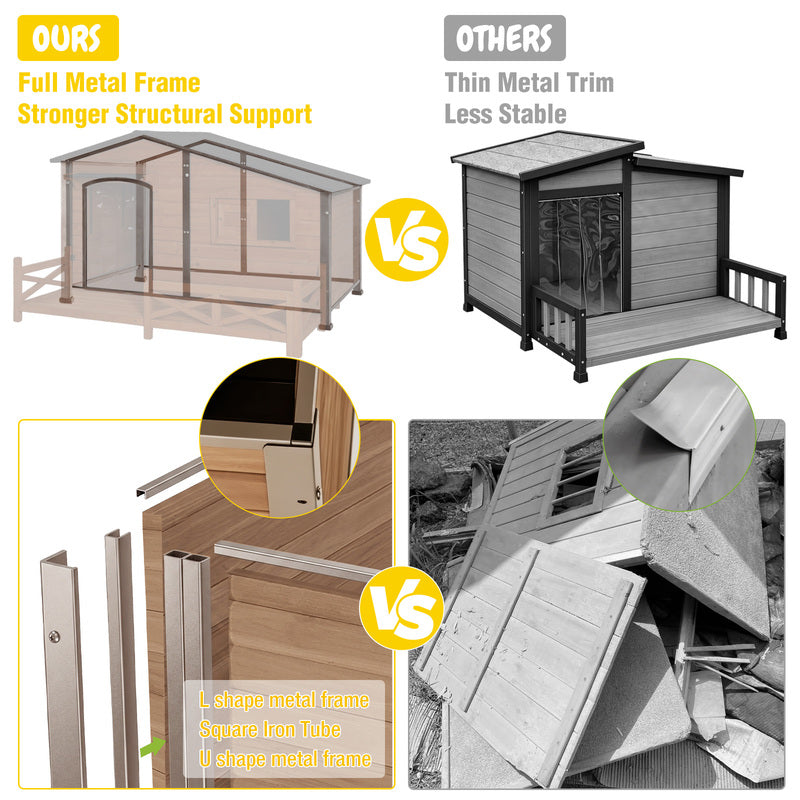 Aivituvin Outdoor Heated Dog House AIR7024-IN-HP, 44.6"L/60.4"L Metal Frame Large Dog House