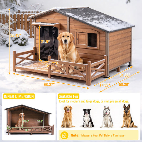 Aivituvin Outdoor Heated Dog House AIR7024-IN-HP, 44.6"L/60.4"L Metal Frame Large Dog House