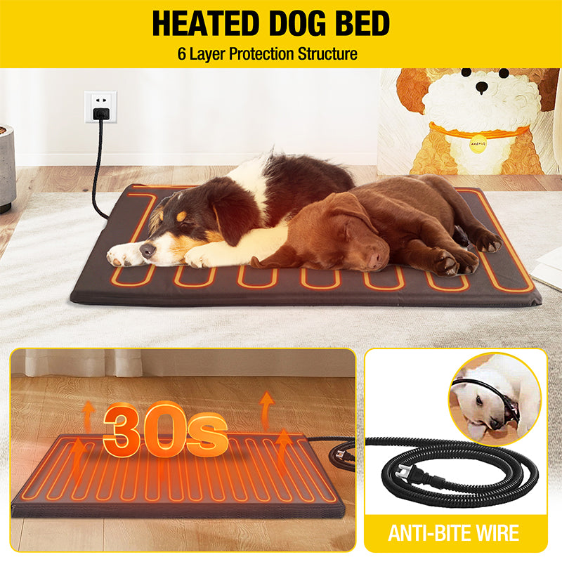 Aivituvin Heated Wooden Dog House AIR7021-IN-HP, 39.7"L/60"L Insulated Liner, Metal Frame