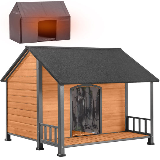 Morgete-AIR7010 Dog House Outdoor Large Dog Kennel with Metal Frame &Raised Feet