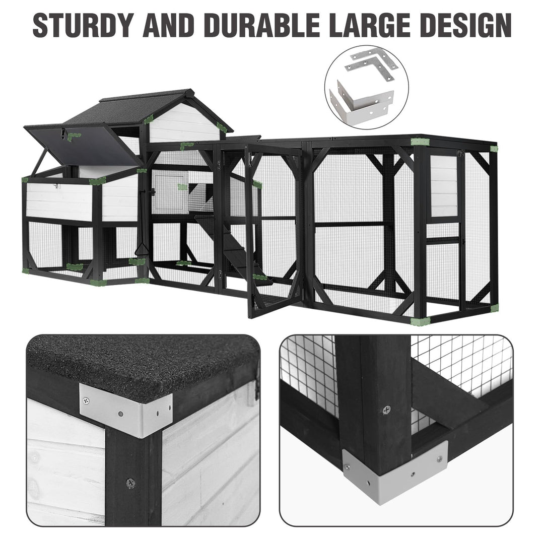 MEDEHOO 118" Outdoor Large Chicken Coop with Run for 8-10 Chickens-AIR46-M