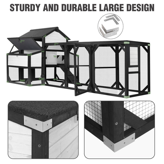 MEDEHOO 118" Outdoor Large Chicken Coop with Run for 8-10 Chickens-AIR46-M
