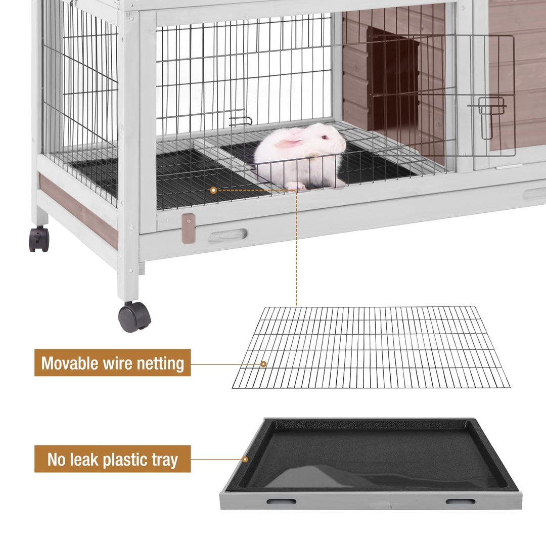Suumerpety AIR24 Rabbit Hutch Bunny Cage Guinea Pig House with Wheels