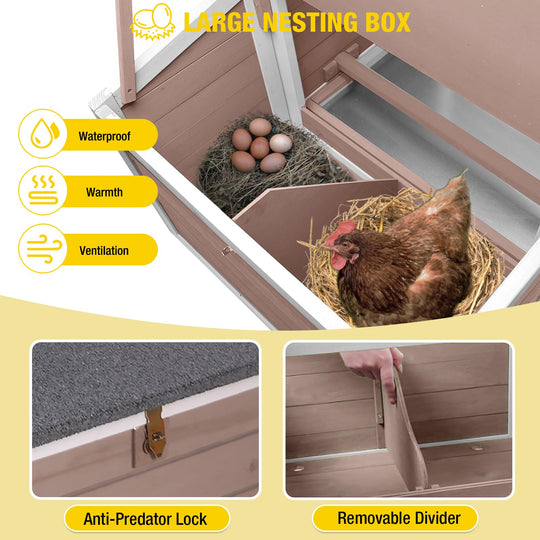 MEDEHOO AIR7020 Chicken Coop for 2 Chickens Home Ues Outdoor Small Wooden Chicken House with Expandable Run for Poultry Duck Coop Pull Out Tray Quail Cage,Hen Habitat
