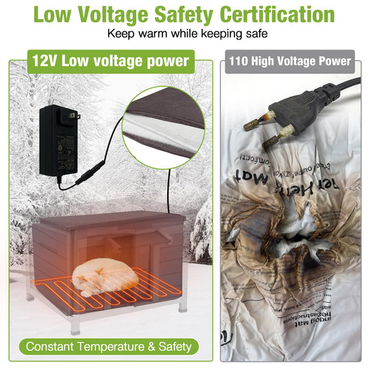 MORGETE Outdoor Heated Cat House with Heated Pad & Insulated Liner, Weatherproof Insulated Feral Cat Shelter for Winter