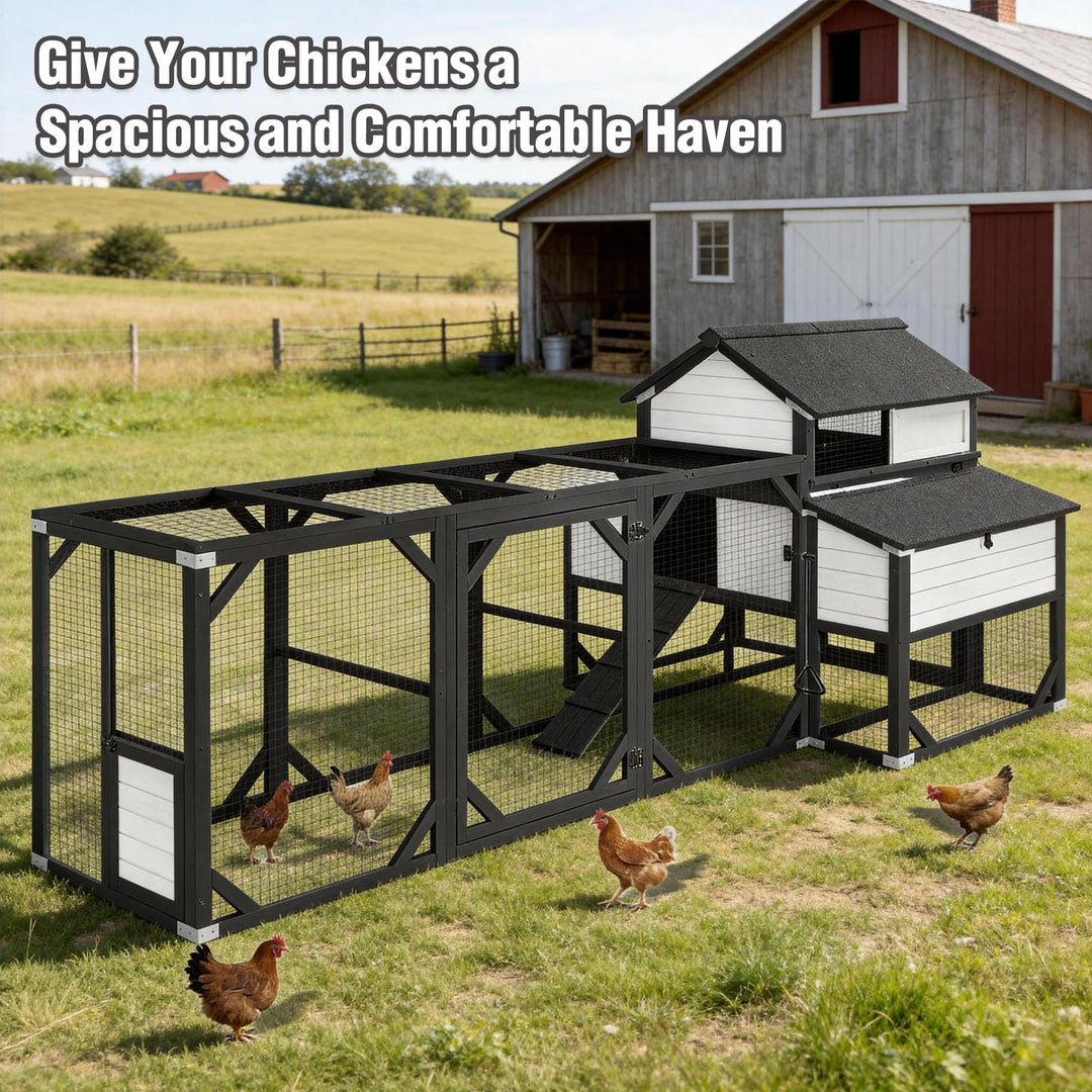MEDEHOO 118" Outdoor Large Chicken Coop with Run for 8-10 Chickens-AIR46-M