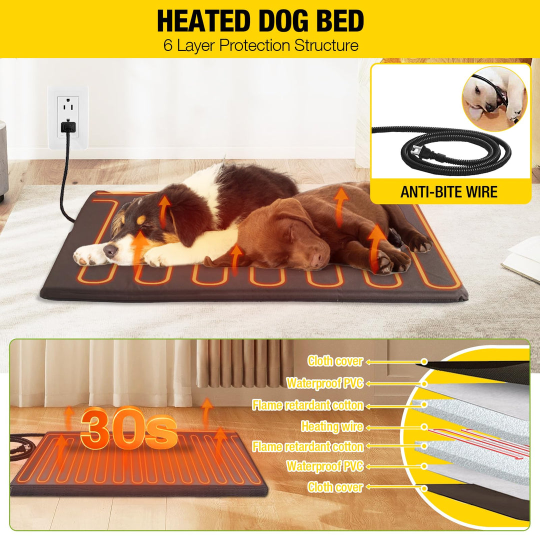 MEDEHOO AIR76-M-HP Insulated Heated Dog House with Insulated Liner & Heating Pad, All-Around Iron Frame Large Outdoor Dog House for Small & Medium & Large Dogs, Waterproof