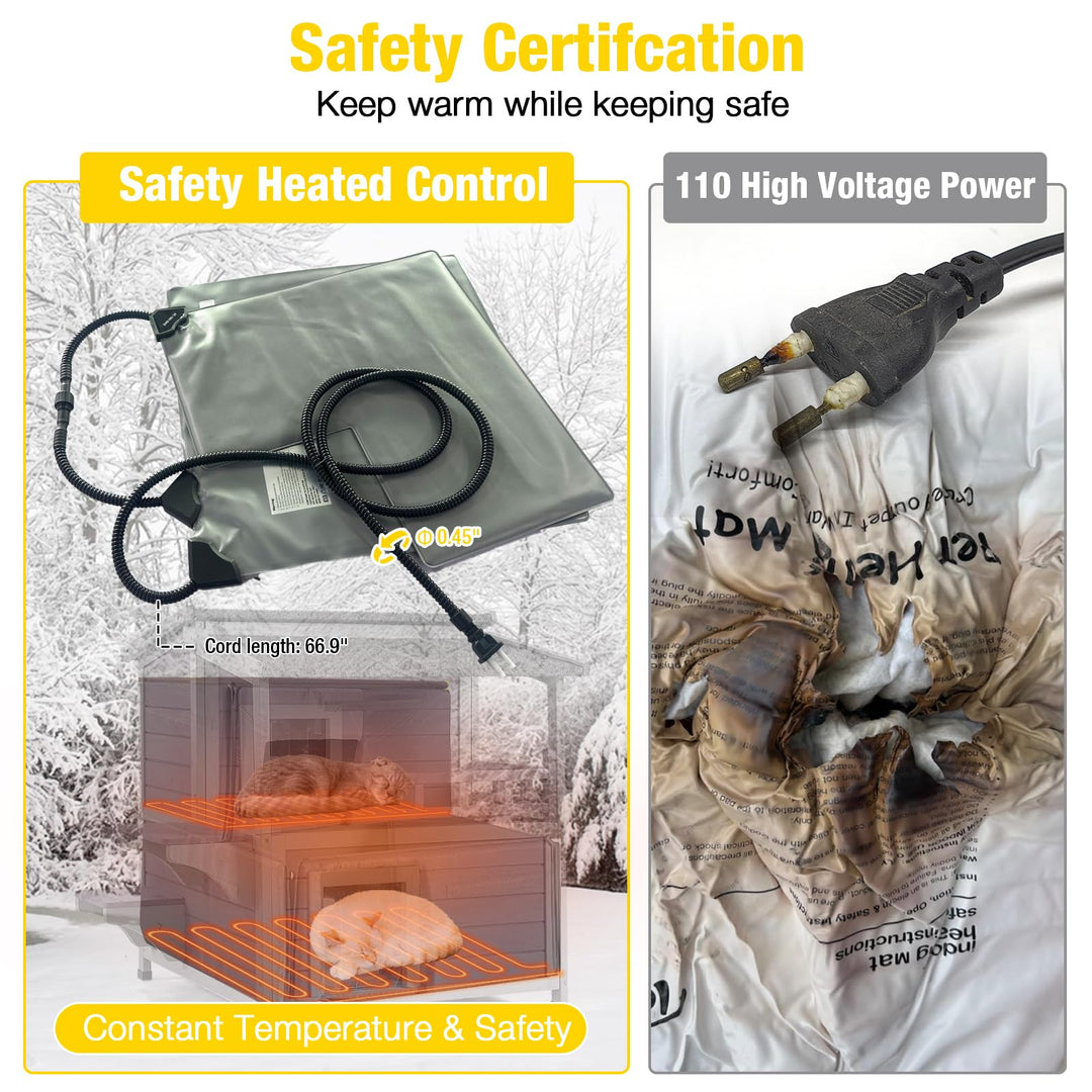 MEDEHOO Heated Outdoor Cat House for Outside, Insulated Winter Feral Cat Shelter with Heated Pad and Insulated Liner, Weatherproof
