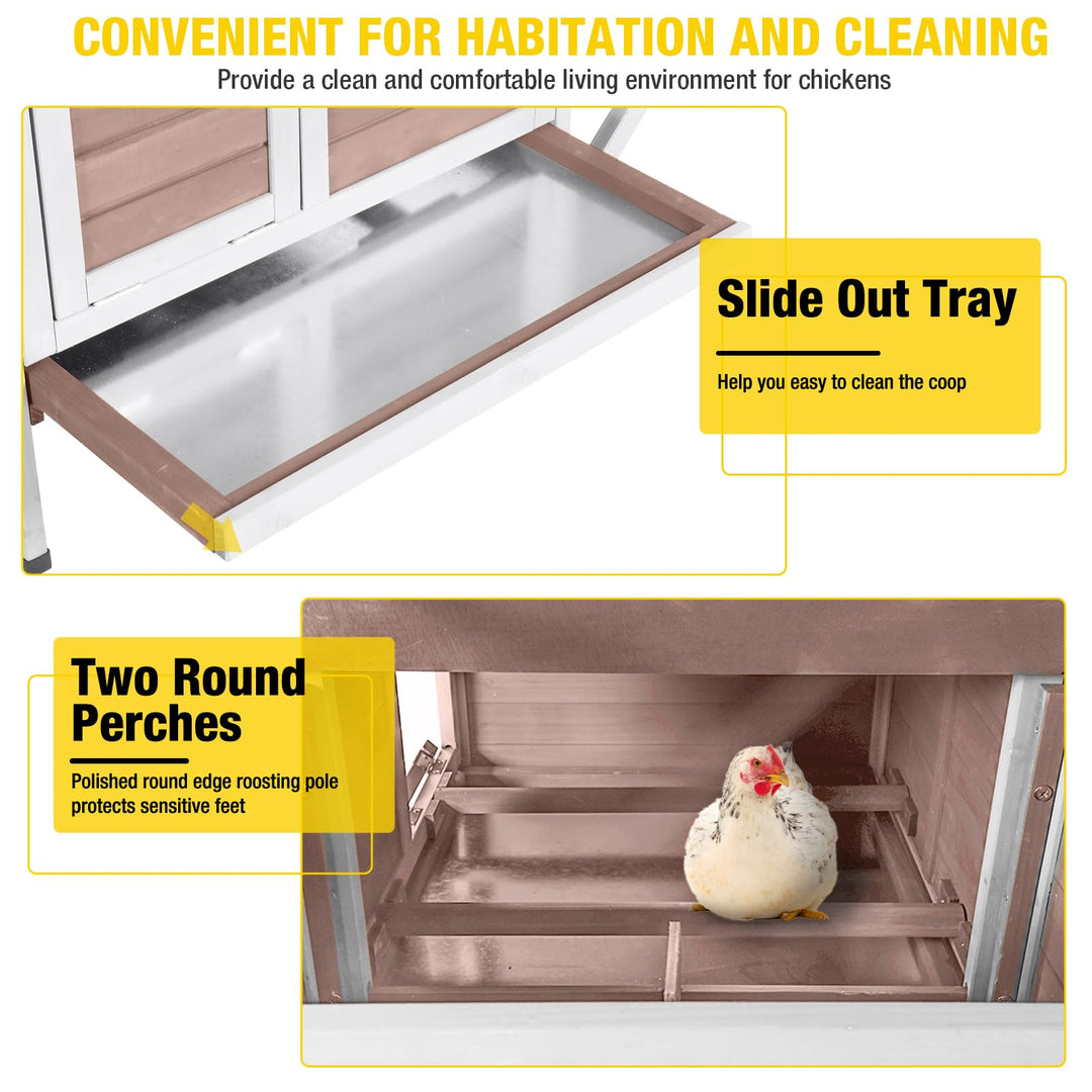 MEDEHOO AIR7020 Chicken Coop for 2 Chickens Home Ues Outdoor Small Wooden Chicken House with Expandable Run for Poultry Duck Coop Pull Out Tray Quail Cage,Hen Habitat