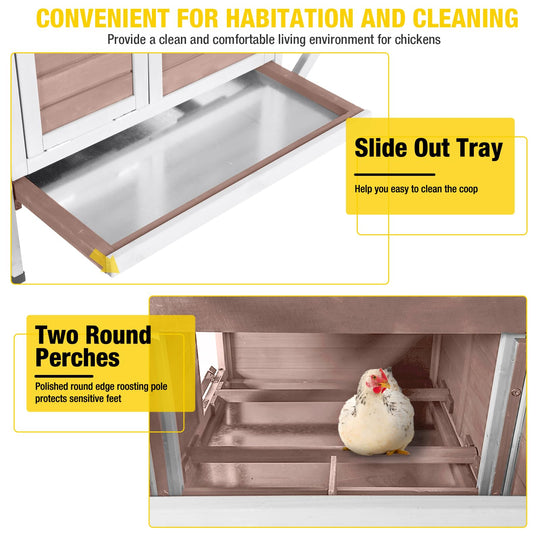 MEDEHOO AIR7020 Chicken Coop for 2 Chickens Home Ues Outdoor Small Wooden Chicken House with Expandable Run for Poultry Duck Coop Pull Out Tray Quail Cage,Hen Habitat