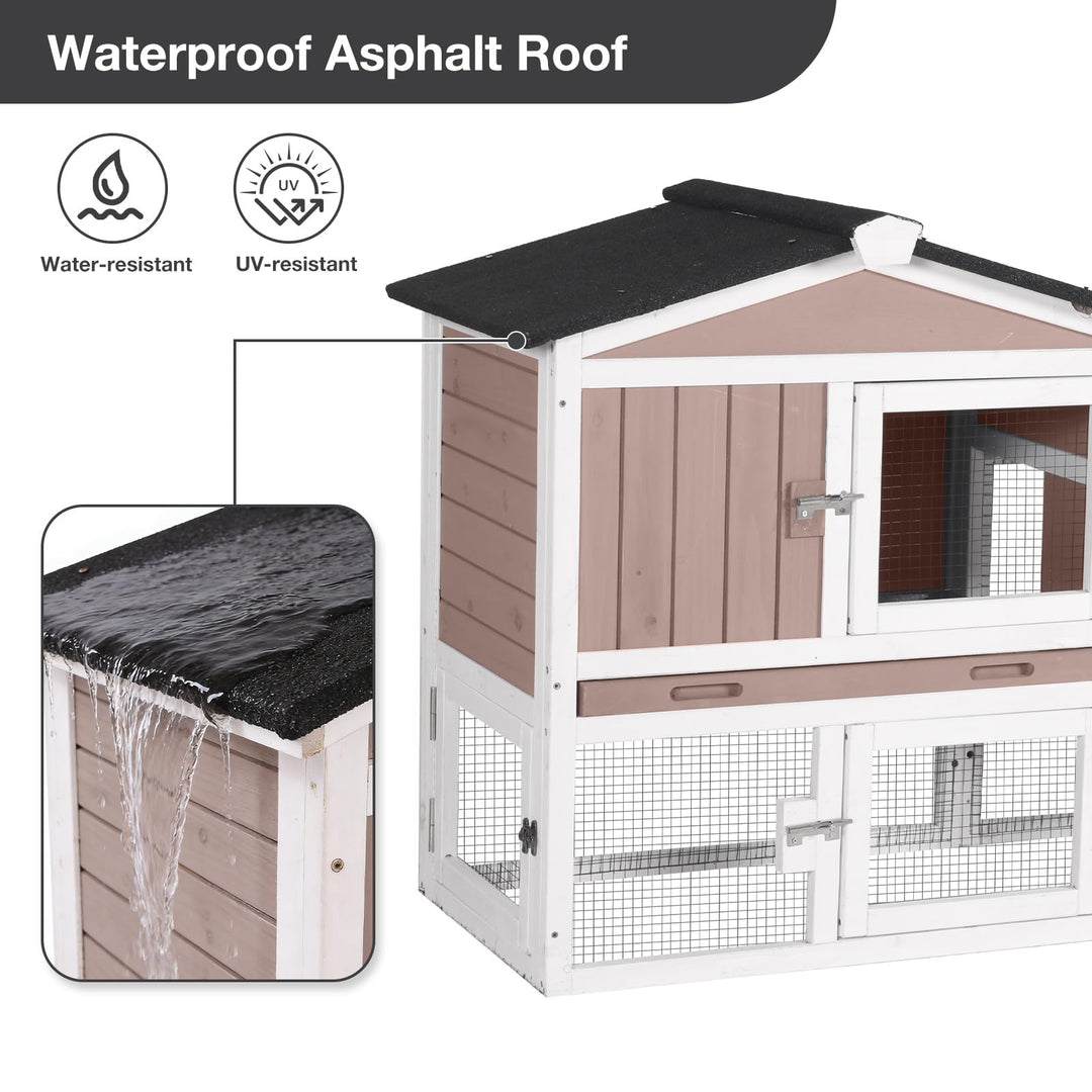 MEDEHOO Wooden Rabbit Hutch Outdoor Bunny Cage Pets House for Guinea Pigs