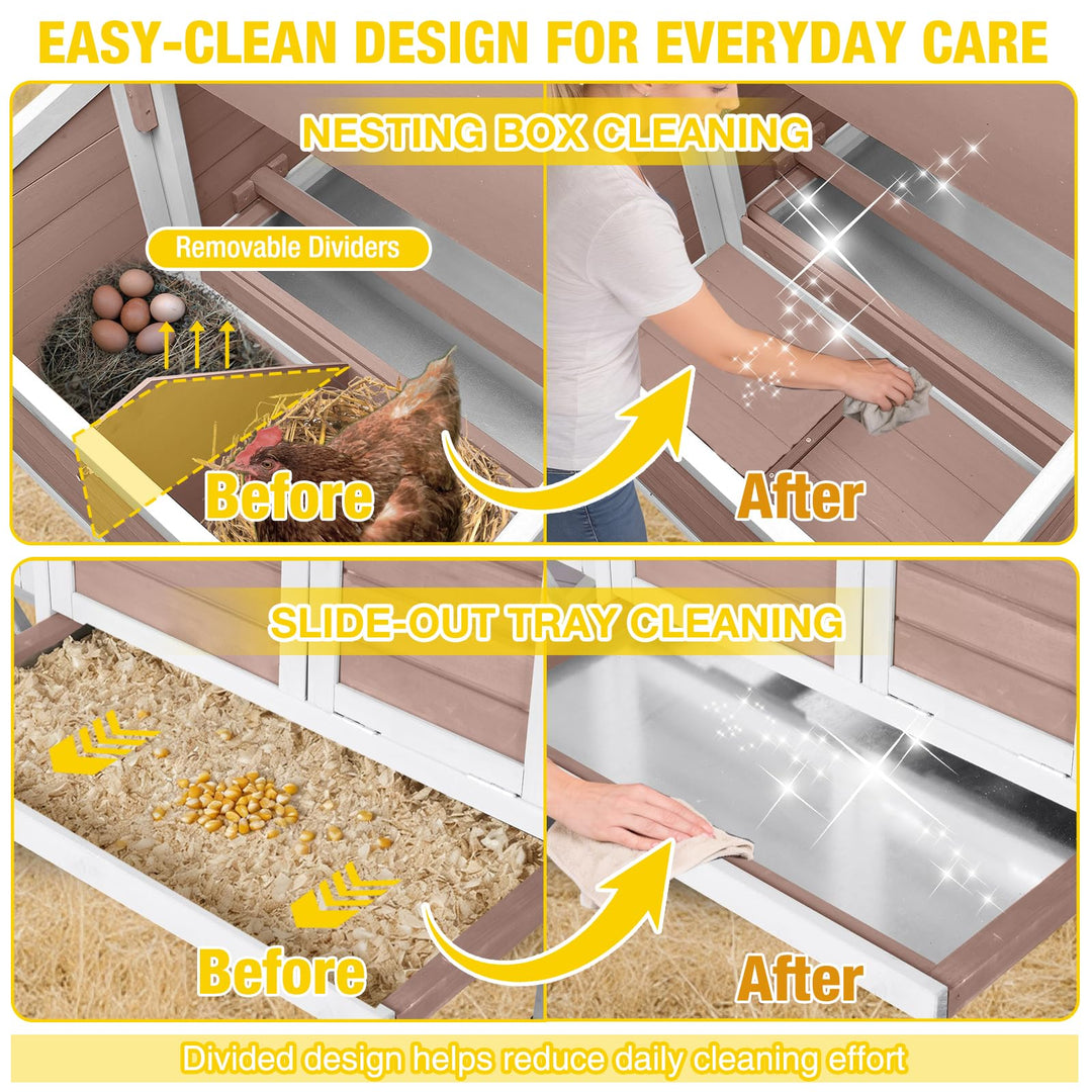 MEDEHOO AIR7020 Chicken Coop for 2 Chickens Home Ues Outdoor Small Wooden Chicken House with Expandable Run for Poultry Duck Coop Pull Out Tray Quail Cage,Hen Habitat