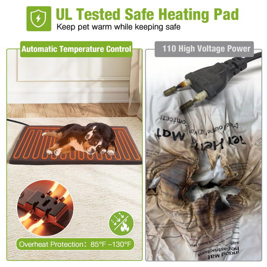 MEDEHOO AIR7021-HP Heated Dog House with Heating Pad & Anti-Chewing Metal Frame, Insulated Wooden Dog Kennel with Unique Design Roof, Weatherproof Dog House for Indoor & Outdoor Use