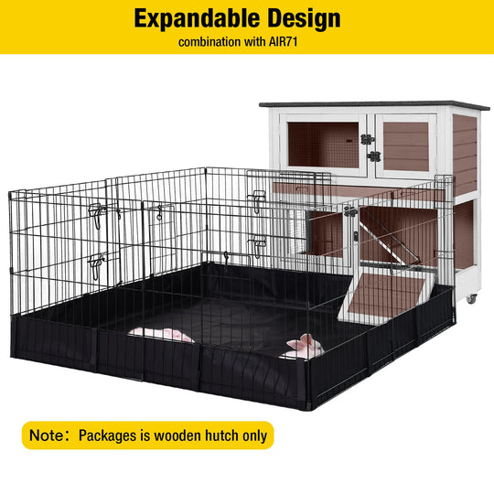 MEDEHOO Rabbit Hutch Bunny Cage Outdoors & Indoors with Wheel, Two Layer Guinea Pig House