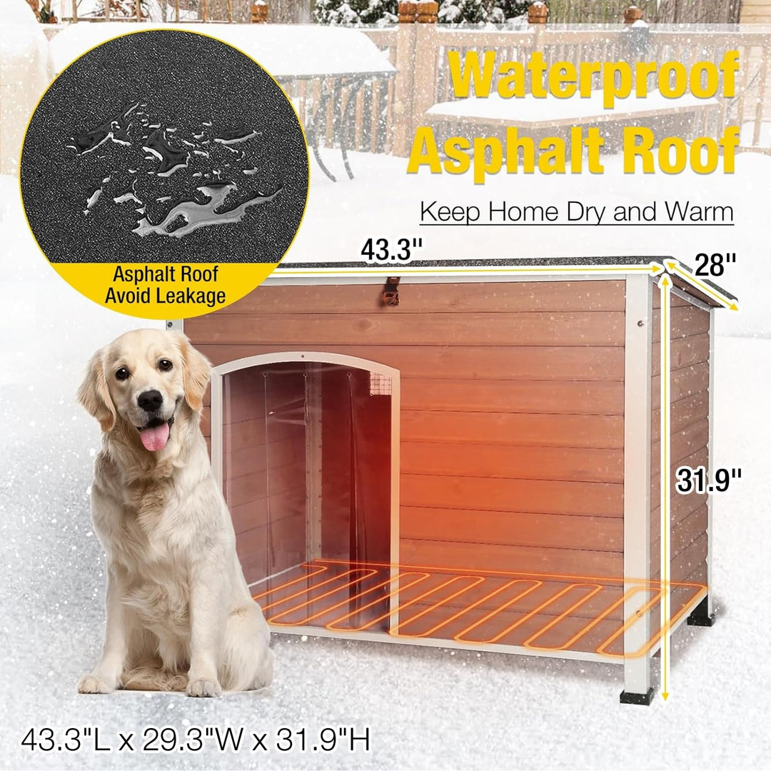 MEDEHOO AIR76-M-HP Insulated Heated Dog House with Insulated Liner & Heating Pad, All-Around Iron Frame Large Outdoor Dog House for Small & Medium & Large Dogs, Waterproof